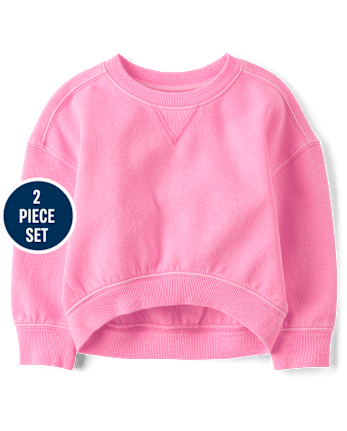 Toddler Girls Garment Dyed Premium Fleece 2-Piece Outfit Set