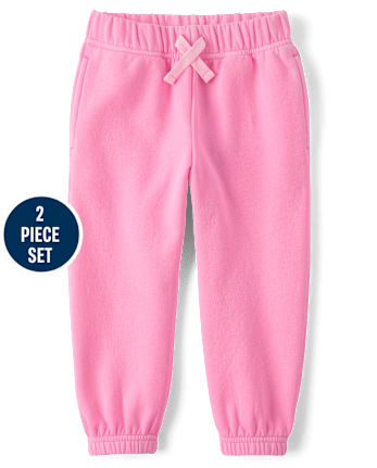 Toddler Girls Garment Dyed Premium Fleece 2-Piece Outfit Set
