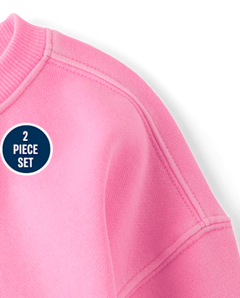 Toddler Girls Garment Dyed Premium Fleece 2-Piece Outfit Set
