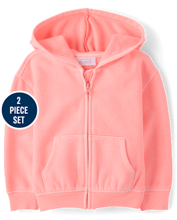 Toddler Girls Garment Dyed Premium Fleece 2-Piece Outfit Set