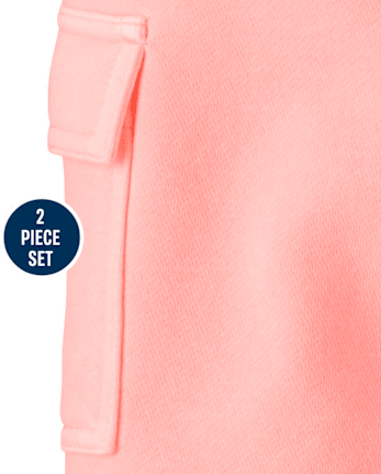 Toddler Girls Garment Dyed Premium Fleece 2-Piece Outfit Set