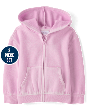 Toddler Girls Garment Dyed Premium Fleece 2-Piece Outfit Set