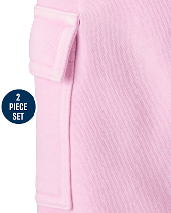 Toddler Girls Garment Dyed Premium Fleece 2-Piece Outfit Set