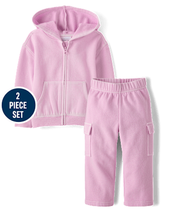 Toddler Girls Garment Dyed Premium Fleece 2-Piece Outfit Set