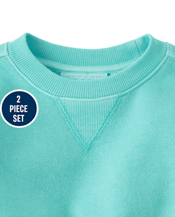 Toddler Girls Garment Dyed Premium Fleece 2-Piece Outfit Set