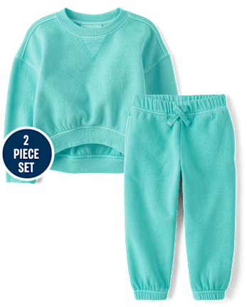 Toddler Girls Garment Dyed Premium Fleece 2-Piece Outfit Set
