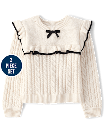 Toddler Girls Bow Ruffle 2-Piece Outfit Set