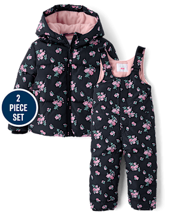 Toddler Girls Floral 2-Piece Snow Set