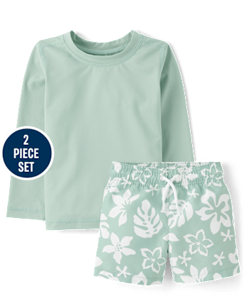 Baby And Toddler Boys Tropical Rashguard Swimsuit