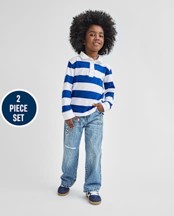 Baby And Toddler Embroidered Varsity 2-Piece Outfit Set