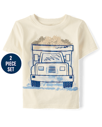 Baby And Toddler Boys Puff Print Construction Vehicle 2-Piece Outfit Set