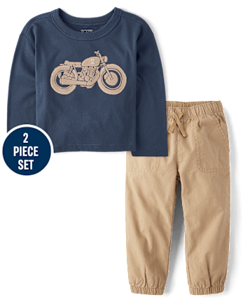 Baby And Toddler Boys Embroidered Vehicle 2-Piece Outfit Set