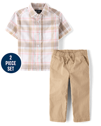 Baby And Toddler Boys Plaid 2-Piece Outfit Set