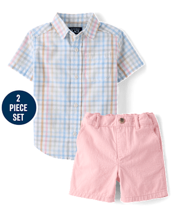 Baby And Toddler Boys Gingham 2-Piece Outfit Set