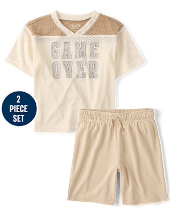 Kids Quick Dry Side Stripe Mesh 2-Piece Outfit Set