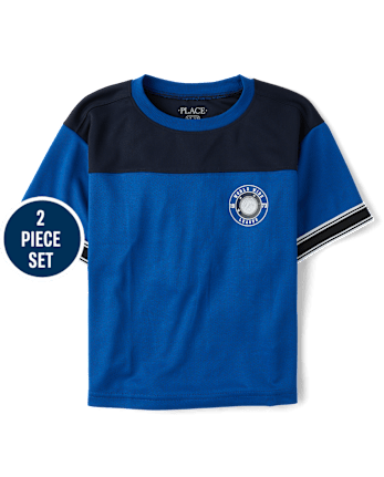 Boys Quick Dry Striped Hem 2-Piece Outfit Set