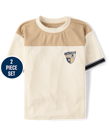 Boys Quick Dry Striped Hem 2-Piece Outfit Set