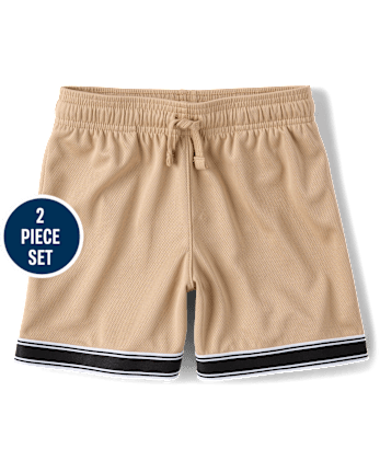 Boys Quick Dry Striped Hem 2-Piece Outfit Set