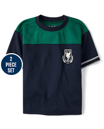 Boys Quick Dry Striped Hem 2-Piece Outfit Set