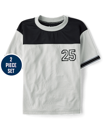 Boys Quick Dry Striped Hem 2-Piece Outfit Set