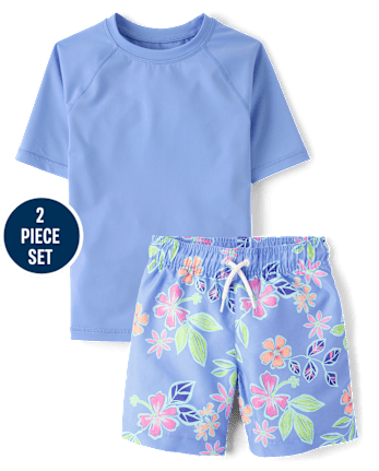 Boys Tropical Rashguard Swimsuit