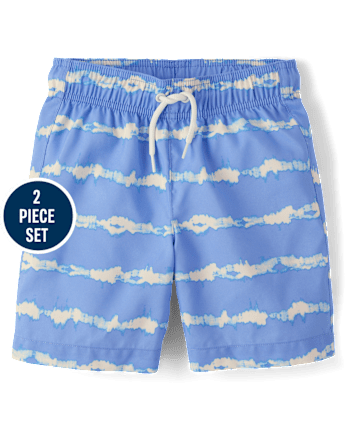 Boys Striped Rashguard Swimsuit