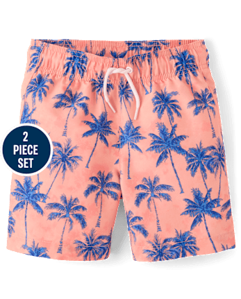 Boys Palm Tree Rashguard Swimsuit