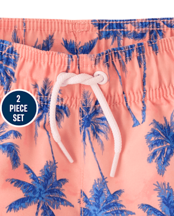 Boys Palm Tree Rashguard Swimsuit