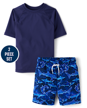 Boys Shark Rashguard Swimsuit