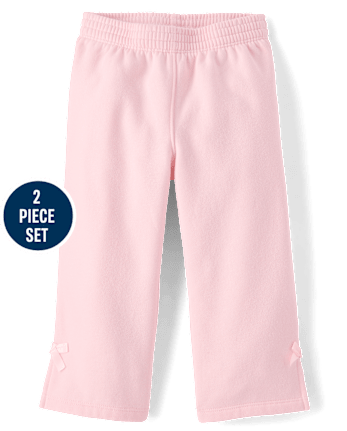 Toddler Girls Bow Premium Fleece 2-Piece Outfit Set