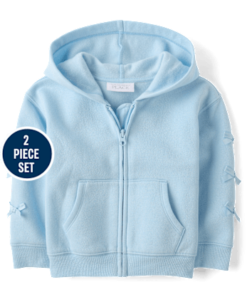 Toddler Girls Floral Bow Fleece 2-Piece Outfit Set