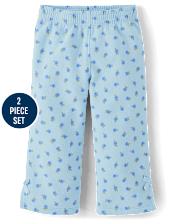 Toddler Girls Floral Bow Fleece 2-Piece Outfit Set