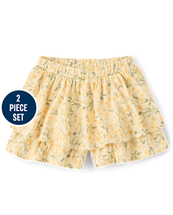 Toddler Girls Floral Flutter 2-Piece Outfit Set