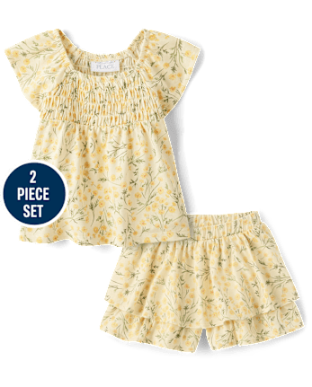 Toddler Girls Floral Flutter 2-Piece Outfit Set