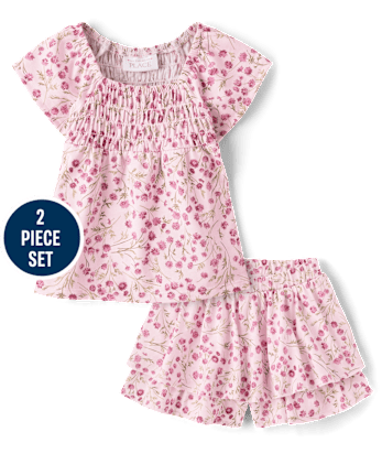 Toddler Girls Floral Flutter 2-Piece Outfit Set