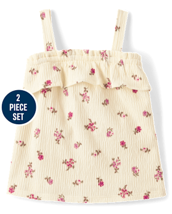 Baby And Toddler Girls Floral Ruffle 2-Piece Outfit Set