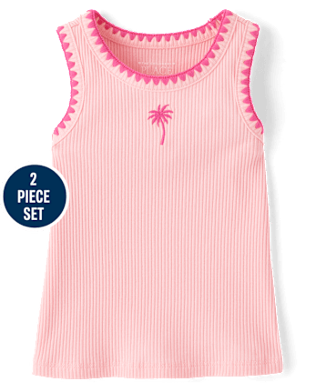 Baby And Toddler Girls Palm Tree 2-Piece Outfit Set