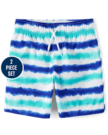 Boys Striped Rashguard Swimsuit