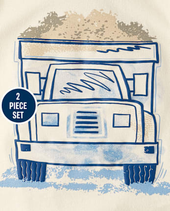 Baby And Toddler Boys Puff Print Construction Vehicle 2-Piece Outfit Set