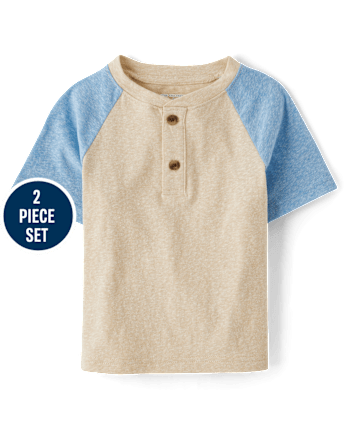 Baby And Toddler Boys Colorblock Marled 2-Piece Outfit Set
