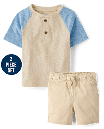 Baby And Toddler Boys Colorblock Marled 2-Piece Outfit Set