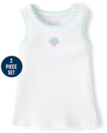 Baby And Toddler Girls Embroidered Seashell 2-Piece Outfit Set