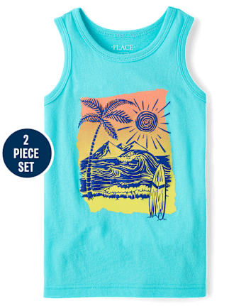 Boys Beach Scene 2-Piece Outfit Set