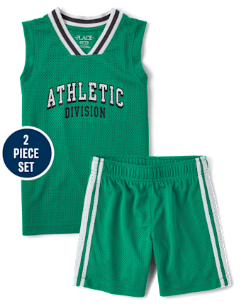 Kids Quick Dry Athletic Division Varsity Mesh 2-Piece Outfit Set