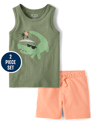 Baby And Toddler Boys Crocodile 2-Piece Outfit Set