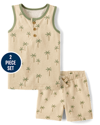 Baby And Toddler Boys Palm Tree 2-Piece Outfit Set