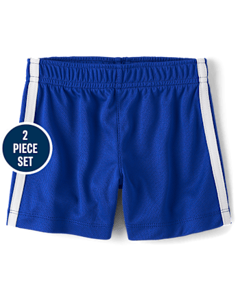Baby And Toddler Boys Quick Dry Beach Varsity Mesh 2-Piece Outfit Set