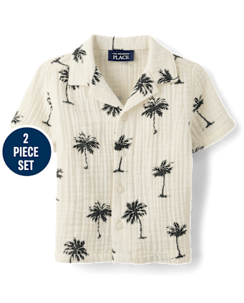 Baby And Toddler Boys Palm Tree Gauze 2-Piece Outfit Set