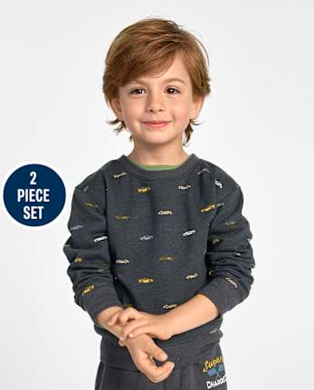 Baby And Toddler Boys Racecar Premium Fleece 2-Piece Outfit Set - MOTOROIL