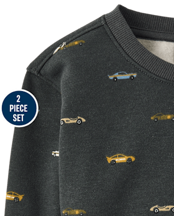Baby And Toddler Boys Racecar Premium Fleece 2-Piece Outfit Set - MOTOROIL